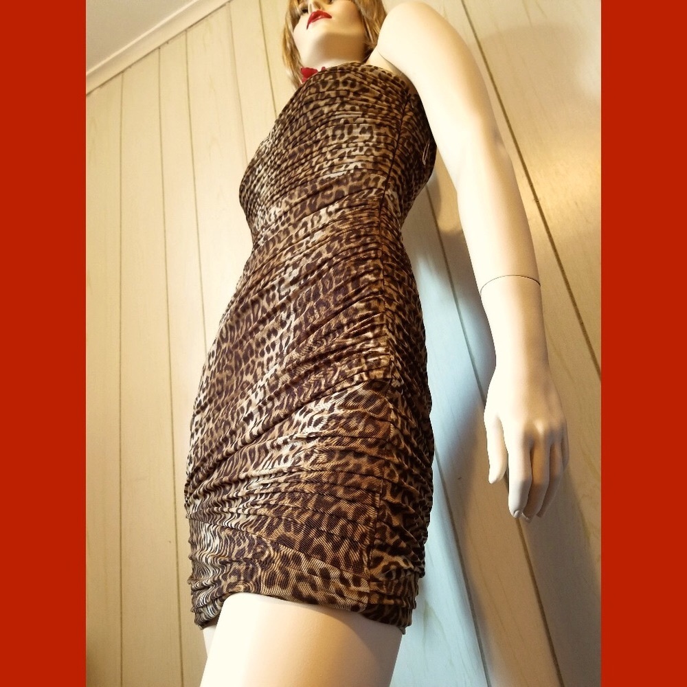 BCBGMaxAzria SEXY Leopard Print Bodycon Mini Dress NWOT